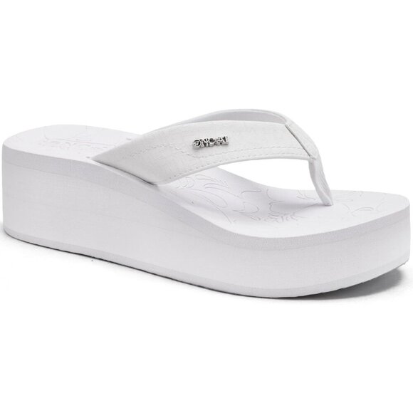 🆕 White Vegan Leather Platform Flip Flops | Women’s Dressy Arch Support Sandals - Picture 1 of 7